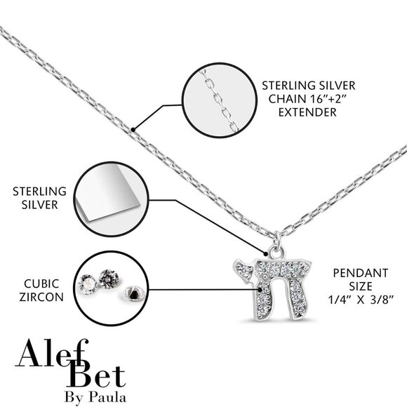 Chai Necklace with Cubic Zirconian Gemstones for Blessings of a Prosperous Life - Picture 5 of 9